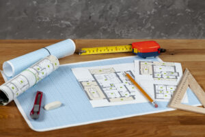 proyecto de casa de alto angulo sobre una mesa 1